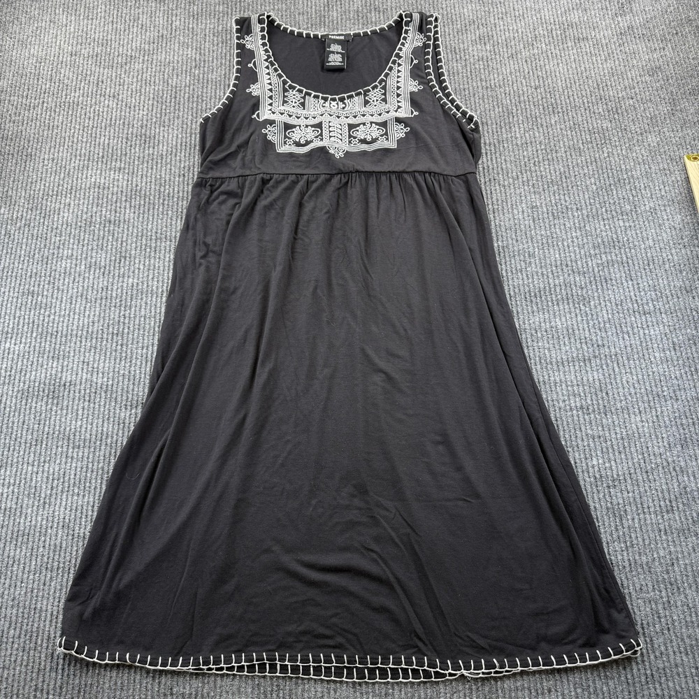 Premise Dress Womens Large Black Embroidered Sleeveless Boho‎ Maxi Tank Summer
